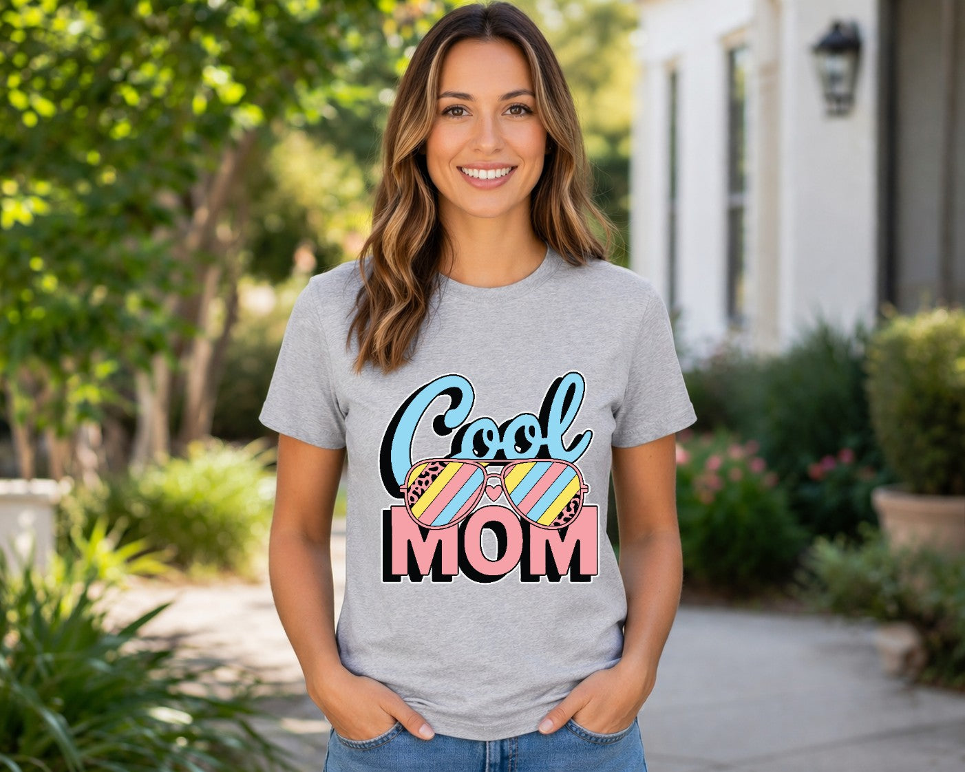 Cool mom graphic t-shirt with colorful sunglasses design trendy Mother’s Day gift