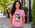 Funny “Hot mess stressed moms club” t-shirt with skull and coffee graphic for moms