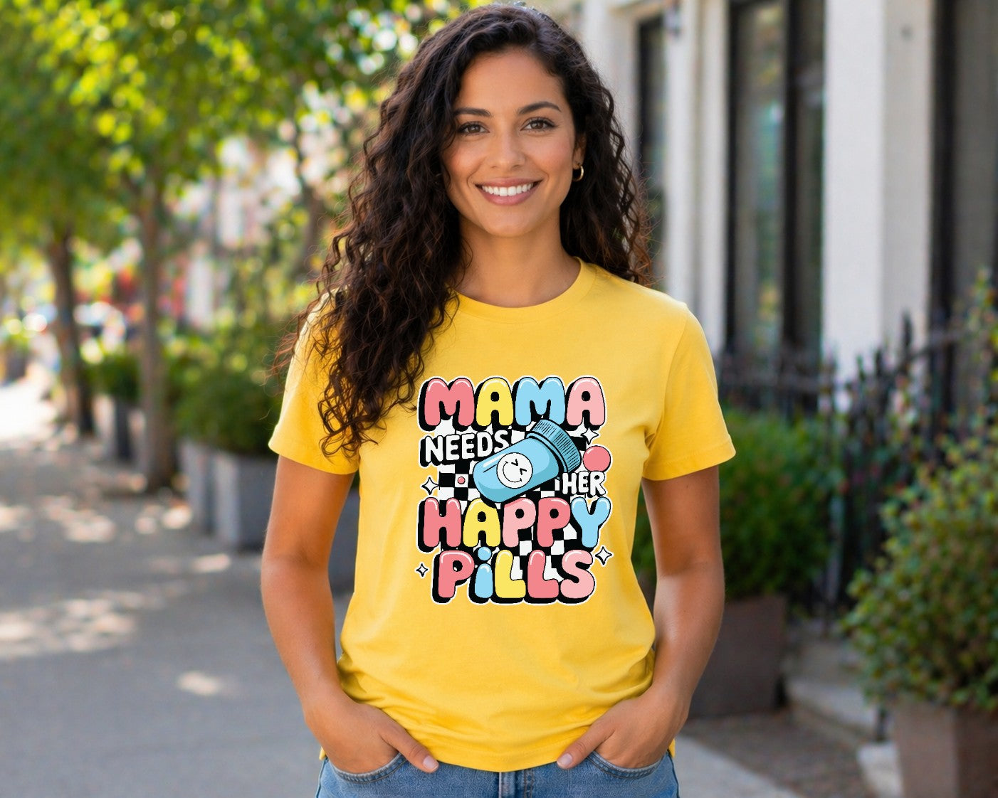 Funny “Mama needs her happy pills” t-shirt humorous mom life Mother’s Day gift