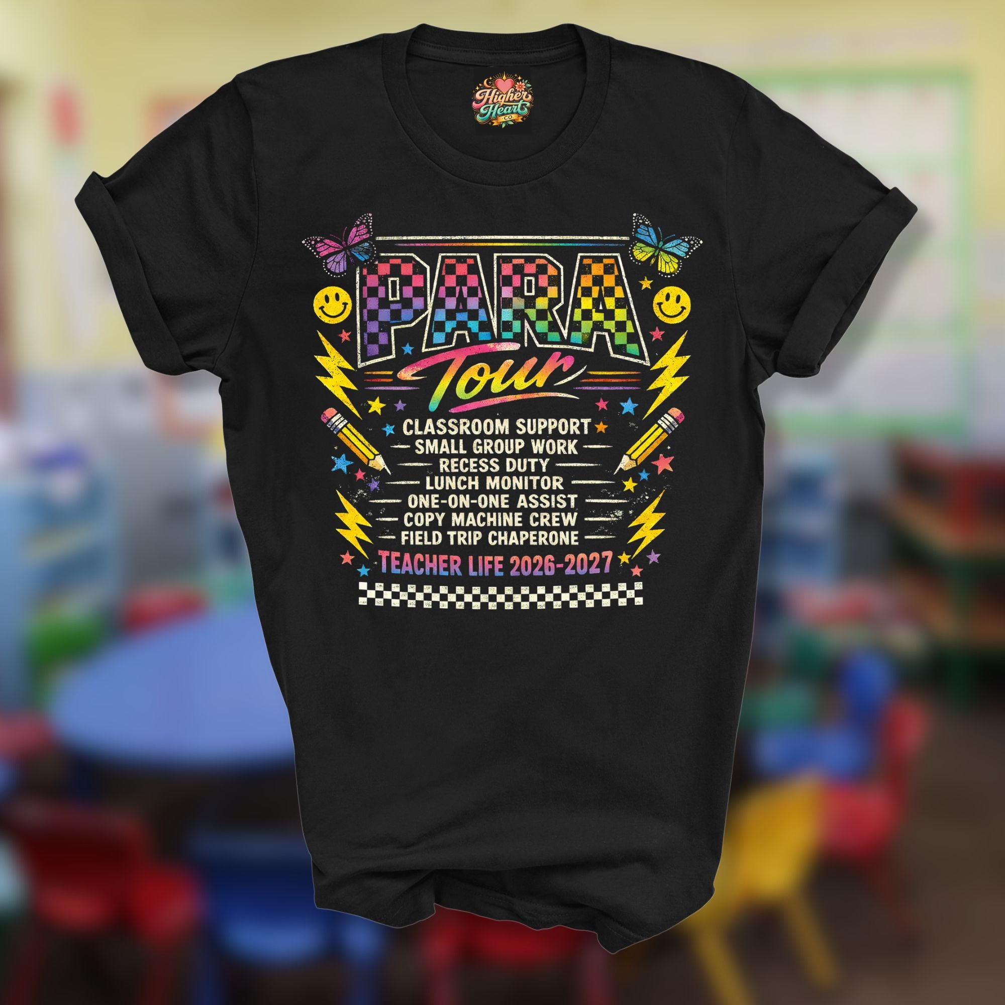 para tour shirt colorful school support staff tour design