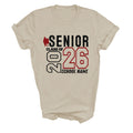 personalized senior class of 2026 shirt with school name red