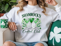 Shamrocks Cocktail Club St Patricks Day shirt with martini shamrock drinks