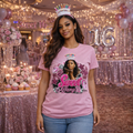 custom sweet 16 birthday shirt with photo personalized pink party t-shirt for girls